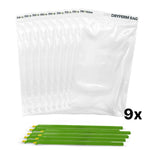Dryferm Bag Starter Set mit 9 Dryferm Bags und 9 Verschlussclips (KI-generiertes Bild)