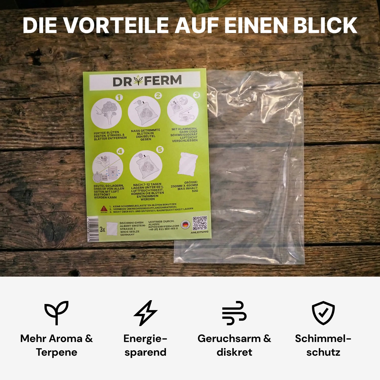Schlauchfolie Meterware 50 cm – lebensmittelechte Dryferm Trocknungsfolie