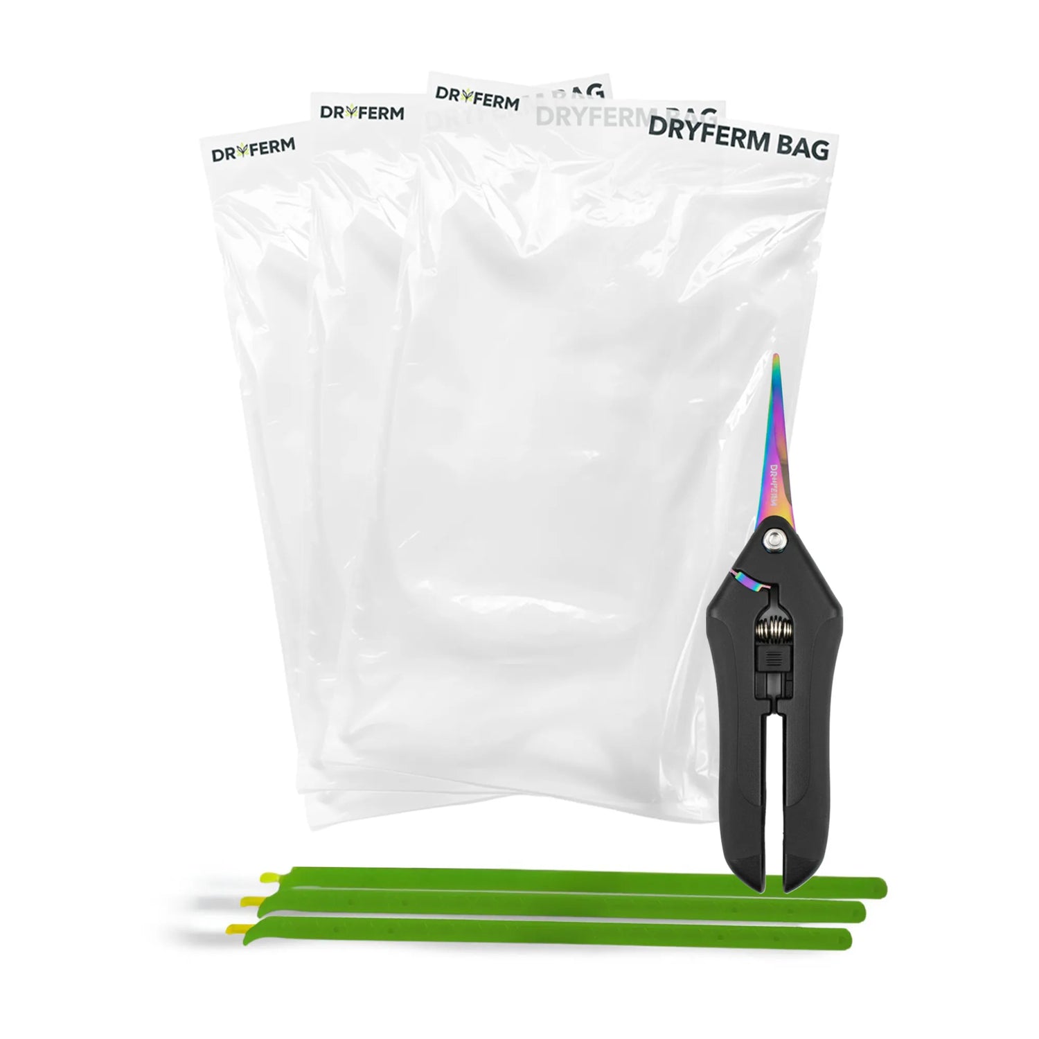 Dryferm Harvest Kit Light mit 3 Dryferm Bags, 3 Verschlussclips und Trimmschere (KI-generiertes Bild)
